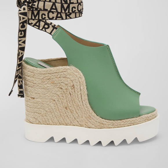 Stella McCartney Gaia Alter Mat Peeptoe Wedge Espadrilles - Picture 5 of 7